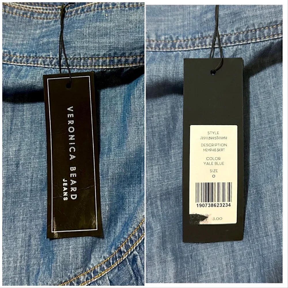 Veronica‎ beard Memphis Denim skirt, Size 0, NWT